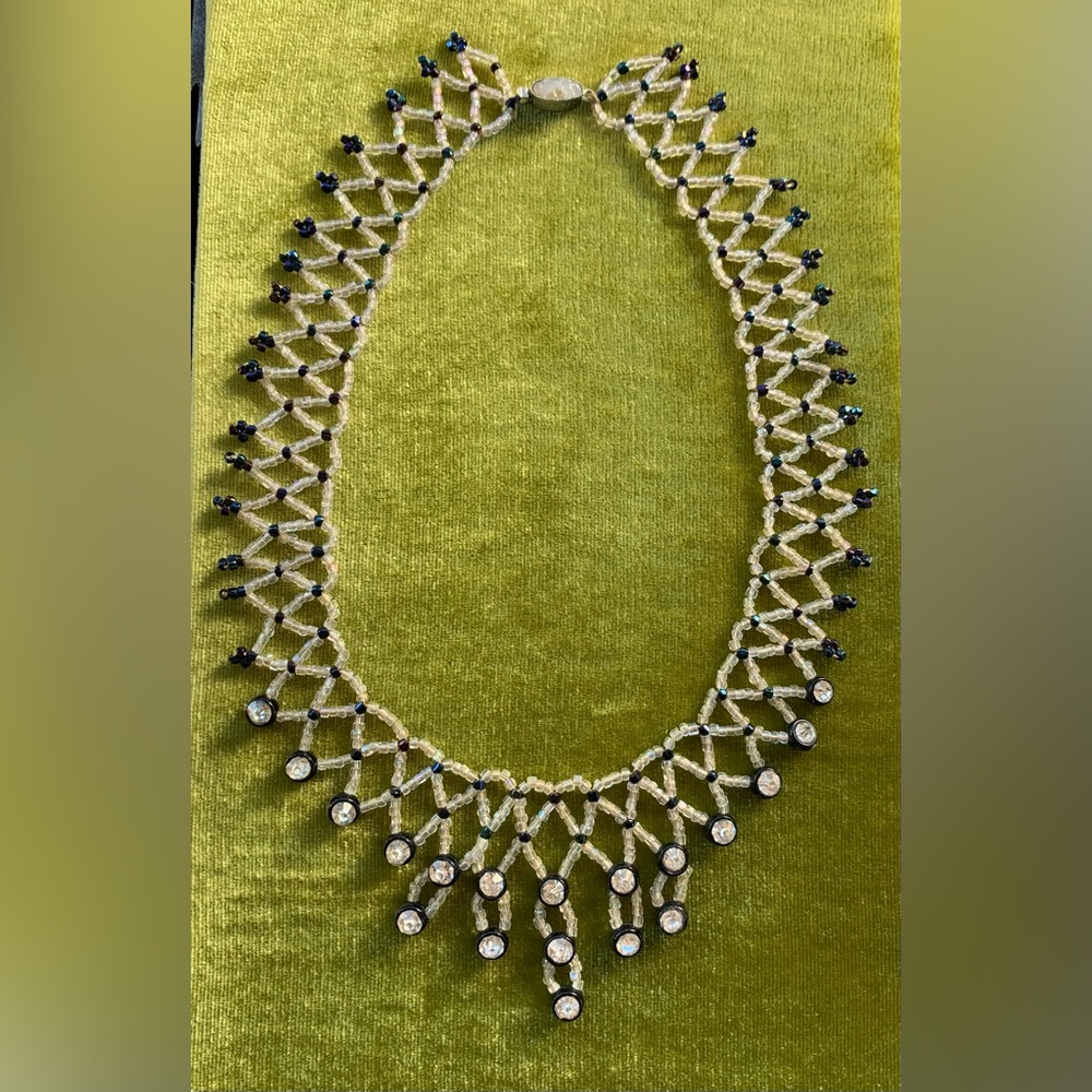 Antique Bohemian Period Crystal Bib Necklace From Czechoslovakia